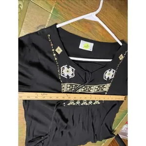 SOLITO size M embroidered beaded Viscose tassel peasant top Anthropologie. thumbnail 7