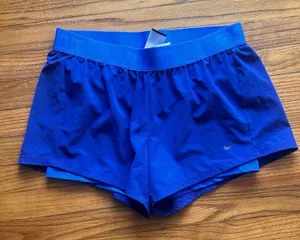 Nike Dri-FIT Blue Athletic Shorts Brief Lined Running Active Women’s L thumbnail 1