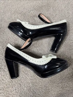 Women’s Black Chunky Heel Mary Jane Pumps Cute Bow Round Toe Size 9.5 NEW thumbnail 5