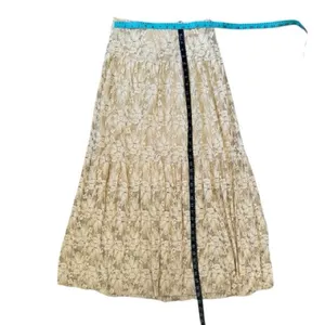 Vintage NWT Body Central Elegant Boho Cottagecore Prarie Cream Floral Maxi Skirt thumbnail 5