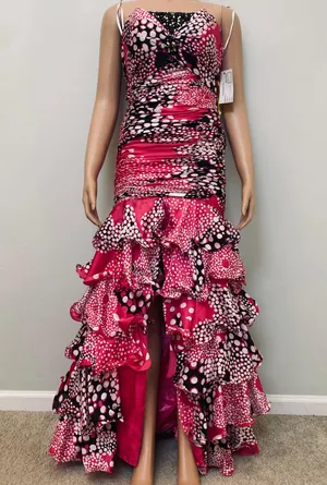 Alyce Ruffle strapless prom party gorgeous dress thumbnail 4