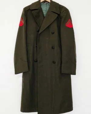 Vintage Wool US Olive Green Military Coat Size 36R thumbnail 1