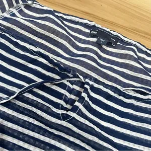 Gap Blue and White Banded Off the Shoulder Striped Blouse Womens Small thumbnail 4