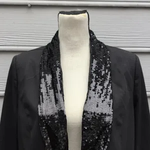 NWT Forever 21 Black Blazer | Sequin Lapel Black Blazer thumbnail 2