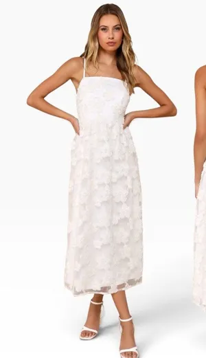 Lulus Delightful Charisma White Embroidered Sequin Mesh Midi Dress size XS thumbnail 1