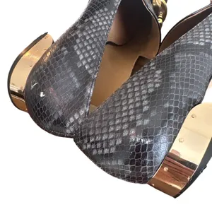 Tory Burch Jessa Horsehead Loafers Snake Patent Leather Black Gold 8.5 thumbnail 7