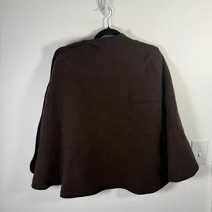 J. McLaughlin Cape Poncho Alpaca Wool Coat Brown Open Front Old Money Women M/L thumbnail 7