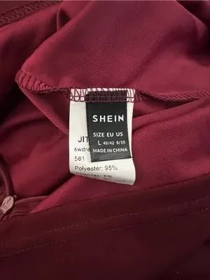 SHEIN Burgundy Long Sleeve Ruffle Sheath Dress thumbnail 6