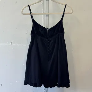 Princess Polly Black Cotton Babydoll Mini Dress Tie Front Button Back Size 4 thumbnail 2