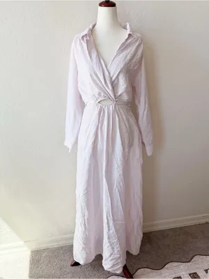 Young Fabulous and Broke Derby Cut Out Poplin Shirt Maxi Dress Light Baby Pink thumbnail 4