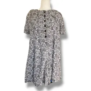 Express Vintage 90s Black White Floral Rayon Button Front Romper‎ Small Romantic thumbnail 11