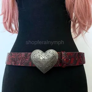 Burgundy Red Western Floral Heart Buckle Belt, Fits 33.5-43.5 Inches, X7GA1324 thumbnail 4
