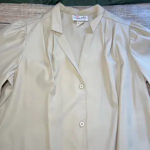 VTG 70s The Traveler Duster Beige Button‎ Front Dress Womens Large Deadsock NEW thumbnail 3