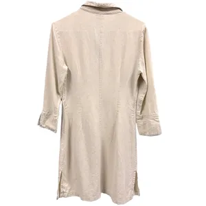 Bahar Linen 3 Quarter Sleeve Button Up Tapered Beaded Shirt Dress Womens 2 thumbnail 12