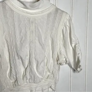 Free People Ivory Cropped Snap Back Sweater Top 457 thumbnail 5