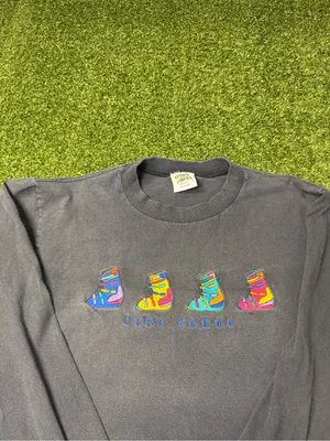 Vintage Crazy Shirts Lake Tahoe Ski Boot Long Sleeve‎ Black Colorful T-Shirt S thumbnail 5