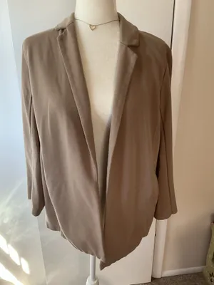 Eileen Fisher Open Front Knit Blazer- Light Camel Brown- Sz S/P thumbnail 2