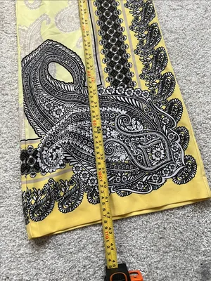 New York & Company Yellow Paisley Wide-Leg Pants with Black Border thumbnail 3