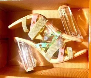 SLASH-10 Rainbow RHINESTONE HIGH HEEL Women – Nude Patent Size 7 thumbnail 1