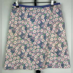 Vintage Lilly Pulitzer Blue Pink‎ Ditsy Flower 100% Cotton Mini Skirt thumbnail 1