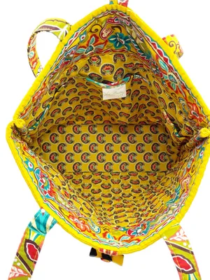 NWT Vera Bradley Provençal Floral Quilted Tote Bag Yellow Red Turquoise Print thumbnail 7