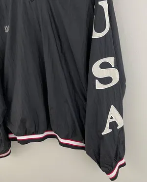 Vintage USA Olympic Black White Graphic Windbreaker Track Pullover Jacket thumbnail 6