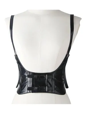 Black Patent Faux-Leather Corset Buckle Harness Belt thumbnail 3