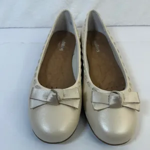 Walking Cradles Fawn Bone Pearl Leather‎ Bow Ballet Flats W0312367 Womens 8.5 thumbnail 2