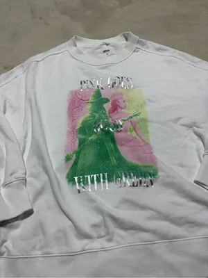 Aerie x wicked White Graphic Crewneck Sweater Pink & Green large thumbnail 2