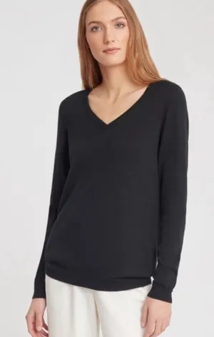 Cuyana Classic Cotton Cashmere V-neck‎ Sweater Black Size XS Silk Lightweight thumbnail 1