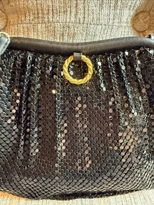 Whiting & Davis Black Enamel Mesh Evening Bag thumbnail 2