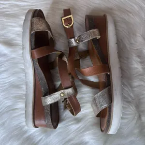 Diba True Metallic & Brown Leather Strappy Sandals Size 9.5 thumbnail 12
