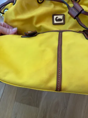 Vtg Dooney & Bourke Wayfarer Purse Yellow Nylon Leather Shoulder Bag thumbnail 10