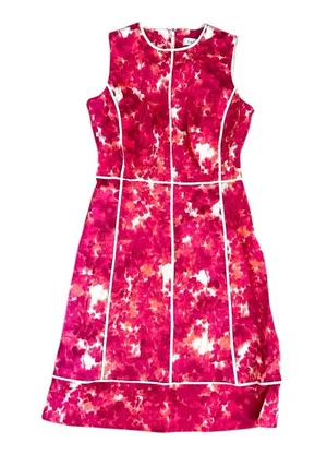 Calvin Klein Watercolor Floral Print Sheath Dress In Coral Multi thumbnail 2