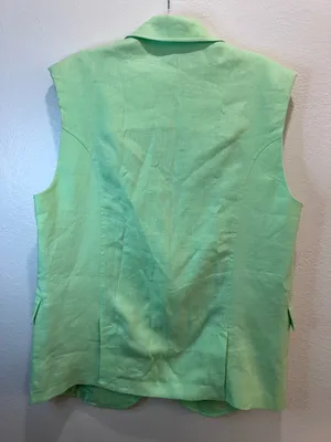 Free People NWOT 100% Linen Vest Green Light Lime Bright‎ Young Things Size M thumbnail 10