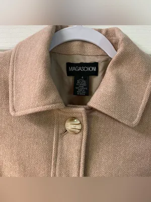 Magaschoni Trench Coat. Wool blend. Button Close. Lined. Herringbone. thumbnail 5