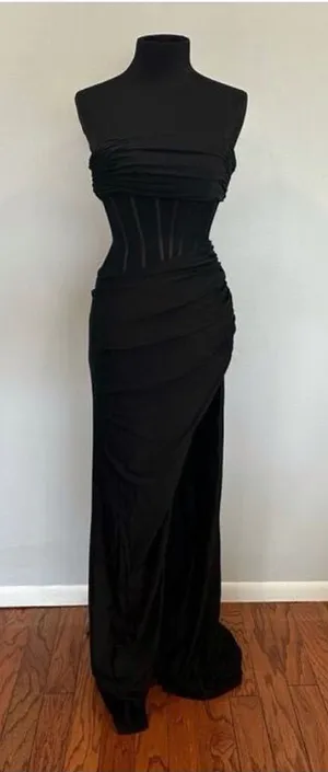Sherri Hill 55554 Corset Ruched Satin Strapless Prom Dress Sz 0 USED thumbnail 1