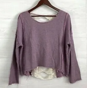 ✨HP✨Free People Crochet Open Back Sweatshirt✨ thumbnail 1