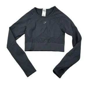 Gymshark Women's Black Size M Vital Seamless‎ 2.0 Long Sleeve Crop Top Backless thumbnail 1