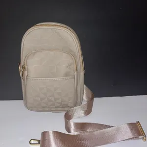 Leathered Cream Sling Crossbody Bag with Gold Accents thumbnail 5