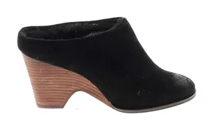 Kelsi Dagger Brooklyn Black Suede Faux Fur Lined Wedge Mules Clogs Womens 10 thumbnail 1