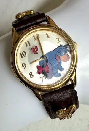 Disney Eeyore Animated Tail Watch Vintage SII Japan Winnie the Pooh Butterfly St thumbnail 1