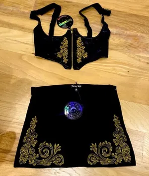 HOROSCOPEZ Bold Beauty Underbust Corset Top & Embroidered Mini Skirt Set thumbnail 1