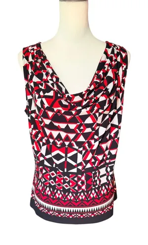 Calvin Klein Red White Black Sleeveless Top Medium thumbnail 1