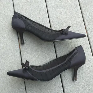 Metaphor Satin and Mesh Pointed Toe Heels with Bow thumbnail 8