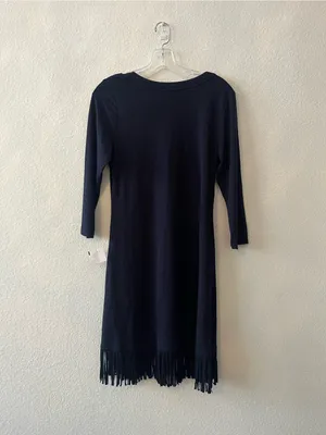 Karen Kane Dark Navy Scoop Neck Shift with‎ Fringe Trim small NEW thumbnail 6