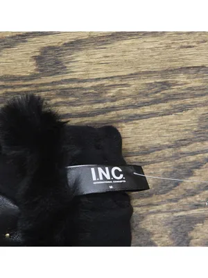 NWT INC International Concepts Studded Faux Fur Cuff Gloves IN2542504 Black M thumbnail 4