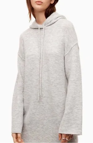 Aritzia Wilfred Free Cozy Light Gray Hooded Knit Wool Blend Sweater Dress S NWT thumbnail 1