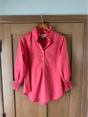Tuckernuck Teagan Popover Blouse Shirt 100% Cotton in Pink Women’s Small thumbnail 13