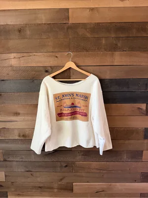 Vintage St. John’s Marsh Canoeing Kayaking Cropped Terry Sweatshirt Michigan thumbnail 2